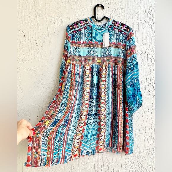 Hemant and Nandita silk tunic mini dress Small new with tags - Picture 2 of 9